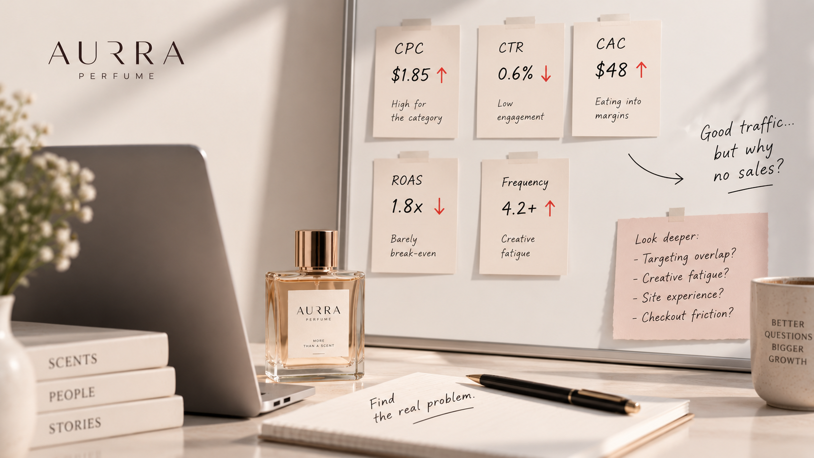 Audience Fatigue & High Frequency — Repetitive creatives struggling at 1.8x ROAS