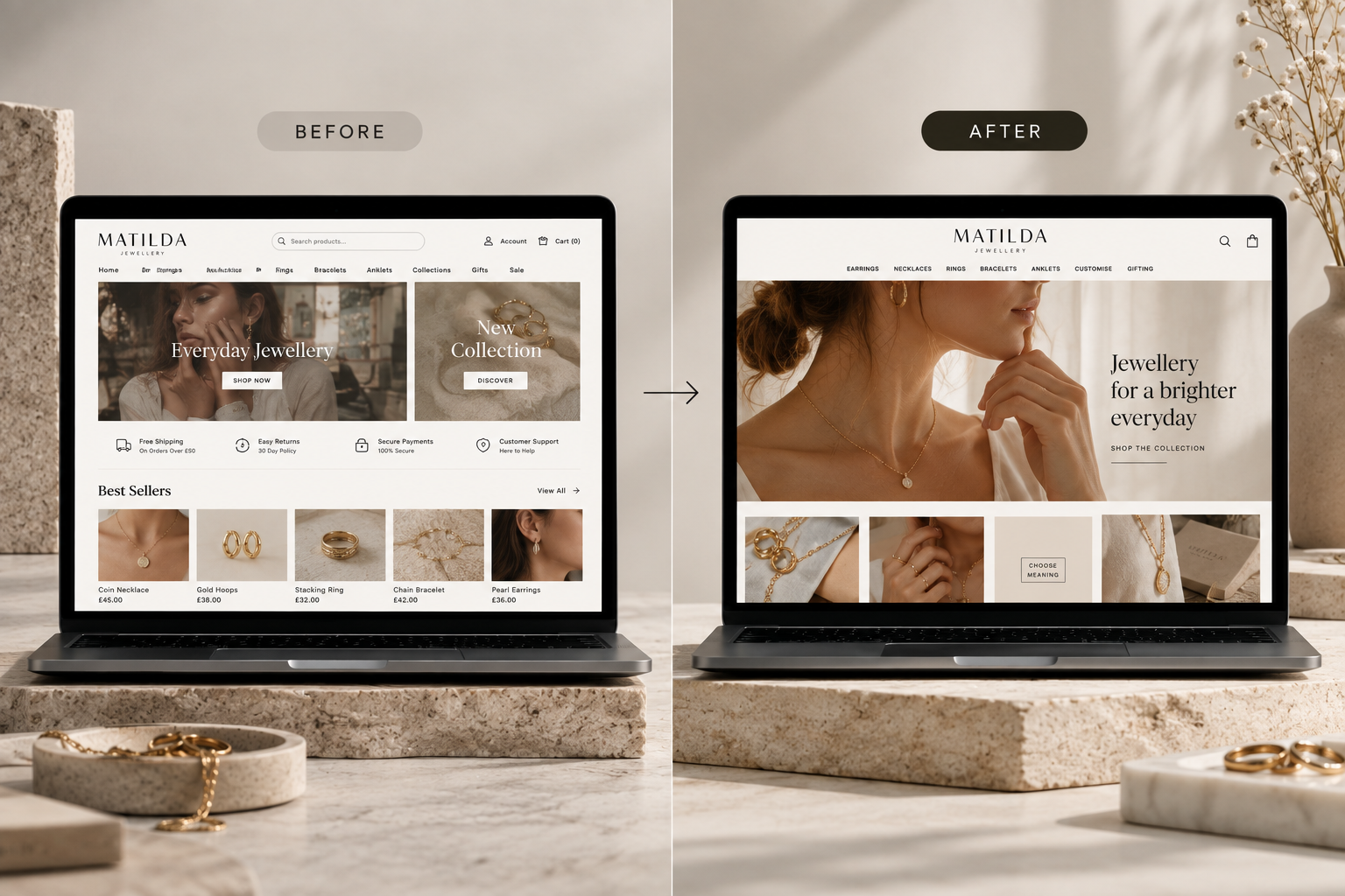The Cluttered Experience — Heavy layouts and generic presentation obscuring the craft