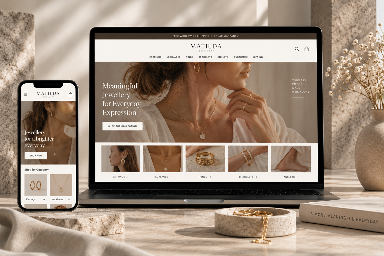 Editorial Category Browsing — Thoughtful presentation allowing jewellery details to shine