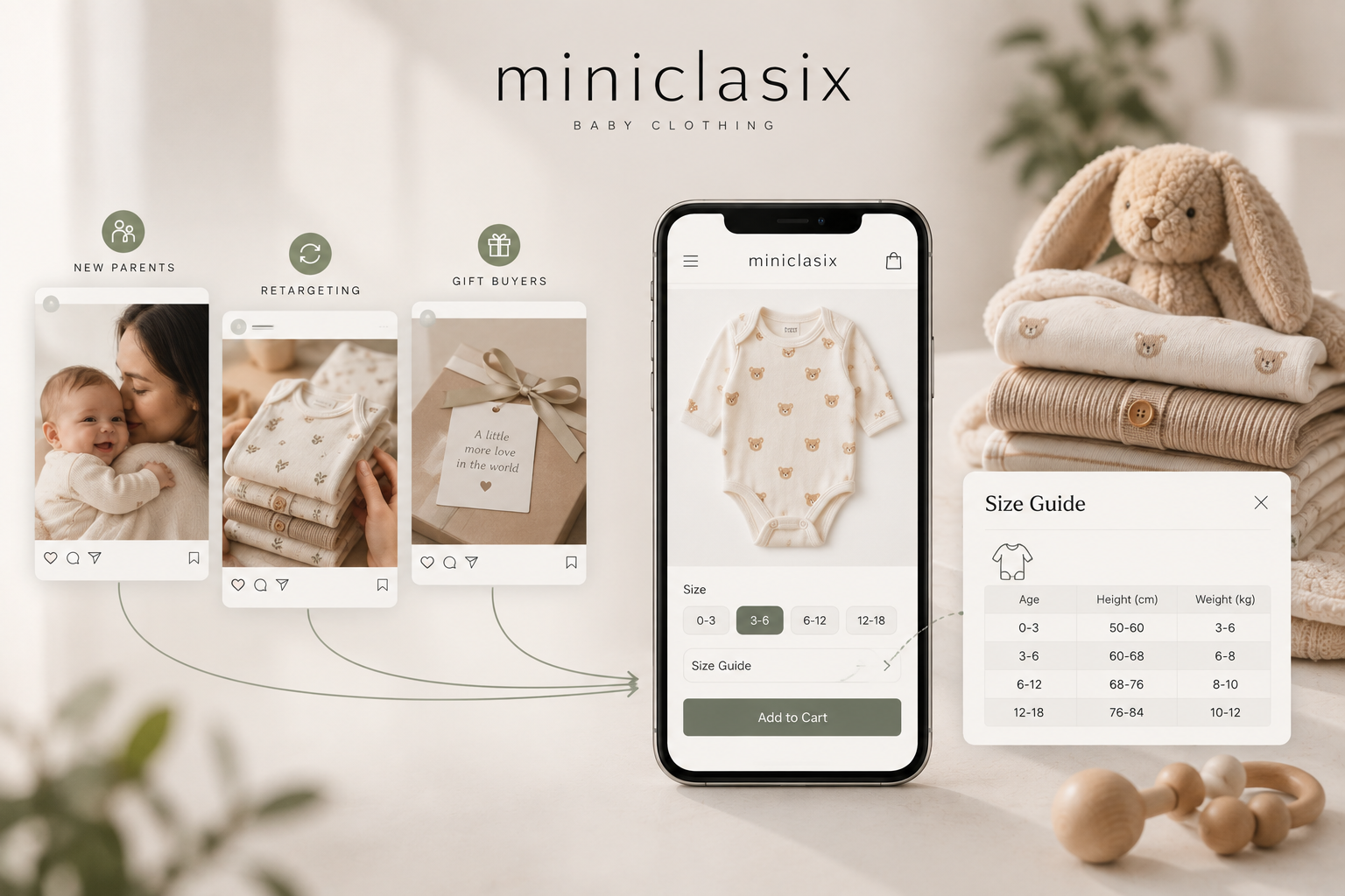 Visual Sizing Guide — Detailed height, weight, and fit guidance eliminating cart hesitation