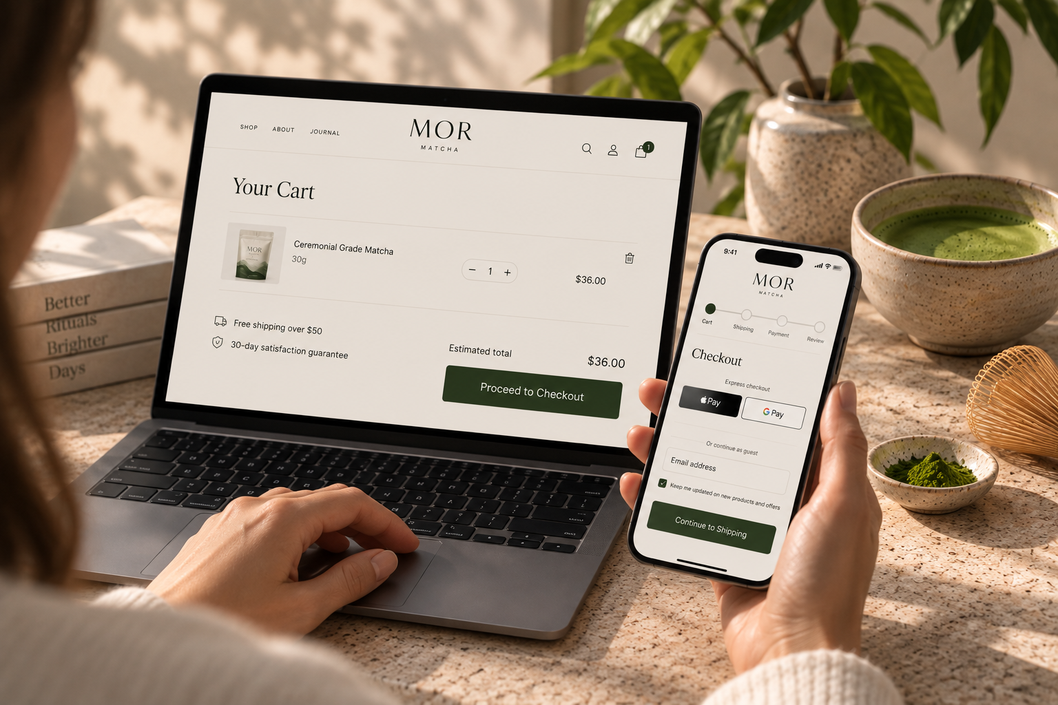 Checkout Optimization Results — Lower abandonment and higher completion rates for MOR Matcha