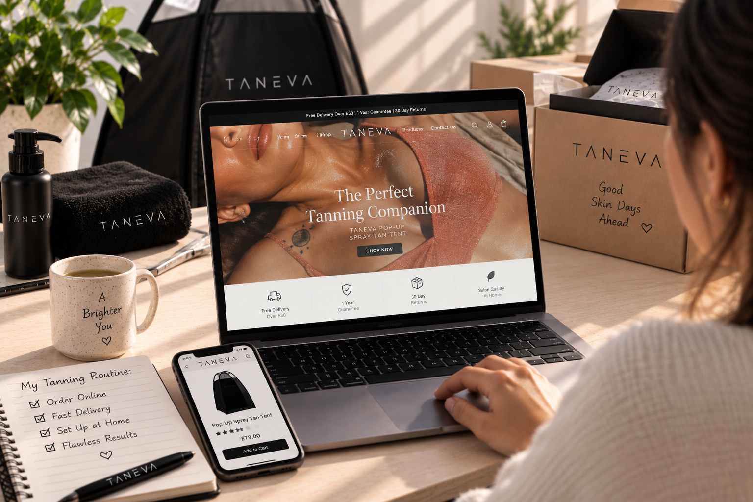 The Perfect Tanning Companion — High-converting PDP with model comparisons
